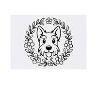 Azeeda 'Scottish Terrier Floral Wreath' Temporary Tattoo - Water Resistant, Skin-Safe, Non-Toxic Transfer (TO00093745)