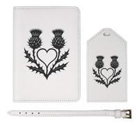 Azeeda 'Scottish Thistle Heart' Passport Cover & Luggage Tag Travel Set (PA00045242)