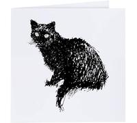 Azeeda 'Scruffy Cat Scribble' Blank Greeting Card (GC00092169)
