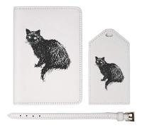 Azeeda 'Scruffy Cat Scribble' Passport Travel Set - White (PA00042872)