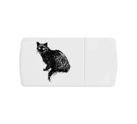 Azeeda 'Scruffy Cat Scribble' Pill Box with Tablet Splitter (PI00042660)