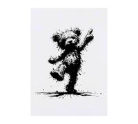 Azeeda 'Scruffy Teddy Bear Dancing' Temporary Tattoo - Water Resistant, Skin-Safe, Non-Toxic Transfer (TO00092077)