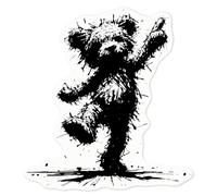 Azeeda 'Scruffy Teddy Dancing' Sticker - Clear, 10cm (DC00149985)