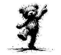 Azeeda 'Scruffy Teddy Dancing' Sticker - Clear, 21cm (DC00149986)