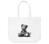 Azeeda 'Scruffy Teddy Tea Time' Tote Shopping Bag For Life (BG00086417)