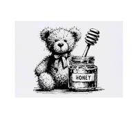 Azeeda 'Scuffy Teddy Bear With Honey Jar' Temporary Tattoo - Water Resistant, Skin-Safe, Non-Toxic Transfer (TO00092113)