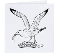 Azeeda 'Seagull Stealing Food' Blank Greeting Card (GC00089511)