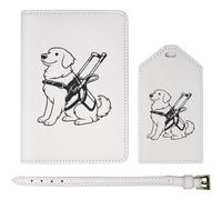 Azeeda 'Service Dog Golden Retriever ' Passport Cover & Luggage Tag Travel Set (PA00038929)