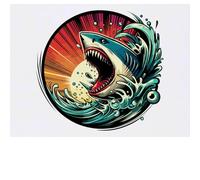 Azeeda 'Shark Attack' Temporary Tattoo - Water Resistant, Skin-Safe, Non-Toxic Transfer (TO00099327)