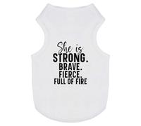 Azeeda 'She Is Strong Brave Fierce Motivational Text' Pet Dog/Cat T-Shirt, M (PT00146038)