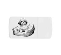 Azeeda 'Shih Tzu on Pet Bed' Pill Box with Tablet Splitter (PI00044192)