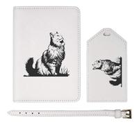 Azeeda ' Siberian Cat Looking Up' Passport Cover & Luggage Tag Travel Set (PA00034084)