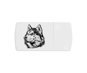 Azeeda 'Siberian Husky Portrait' Pill Box with Tablet Splitter (PI00045722)
