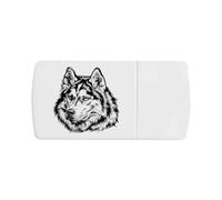 Azeeda 'Siberian Husky Portrait' Pill Box with Tablet Splitter (PI00045723)