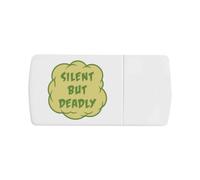 Azeeda 'Silent But Deadly' Pill Box with Splitter (PI00047039) | Compact Medicine Organiser / Tablet Cutter for Home and Travel