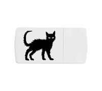 Azeeda 'Silhouette of Scary Cat' Pill Box with Tablet Splitter (PI00036112)