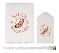 Azeeda 'Silly Sausage' Passport Cover & Luggage Tag Travel Set (PA00038451)
