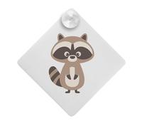Azeeda 'Simple Cute Raccoon Standing' Suction Cup Car Window Sign (CG00038877)