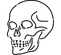 Azeeda 'Simple Skull Line' Reusable Stencil - Durable Decorative Template for Painting and Spraying on Walls, Tiles, Wood, Fabric & Craft Projects - S (A6) (WS00071740)