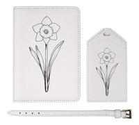 Azeeda 'Single Daffodil Flower' Passport Cover & Luggage Tag Travel Set (PA00033849)