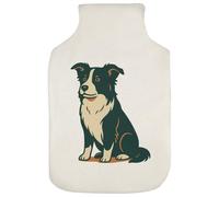 Azeeda 'Sitting Border Collie' Hot Water Bottle Cover (HW00042831) | Soft Fabric Case for Bedtime, Winter Warmth, Home and Gifts