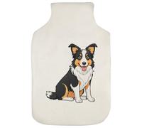 Azeeda 'Sitting Border Collie' Hot Water Bottle Cover (HW00046895)