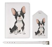 Azeeda 'Sitting French Bulldog' Passport Cover & Luggage Tag Travel Set (PA00035054)