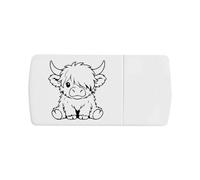 Azeeda 'Sitting Highland Cow' Pill Box with Splitter (PI00045081)