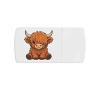 Azeeda 'Sitting Highland Cow' Pill Box with Splitter (PI00045082)