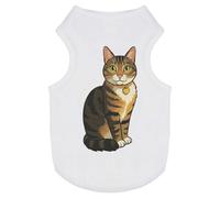 Azeeda 'Sitting Tabby Cat' Pet Dog/Cat T-Shirt, M (PT00152630)
