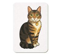 Azeeda 'Sitting Tabby Cat' Rectangular Fridge Magnet - Decorative Refrigerator & Whiteboard Magnet for Home, Kitchen or Office - 70mm x 49mm (FM00057718)