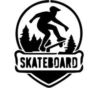 Azeeda 'Skateboarding Emblem Design' Reusable Stencil - Durable Decorative Template for Painting and Spraying on Walls, Tiles, Wood, Fabric & Craft Projects - M (A5) (WS00061912)