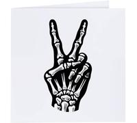 Azeeda 'Skeleton Hand Victory Sign' Blank Greeting Card (GC00066541)
