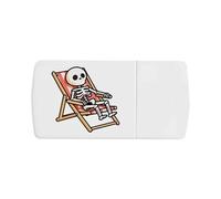 Azeeda 'Skeleton in Beach Chair' Pill Box with Tablet Splitter (PI00042691)