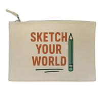 Azeeda 'Sketch Your World Artist Statement With Penci' Canvas Clutch Bag/Accessory Case (CL00047266)