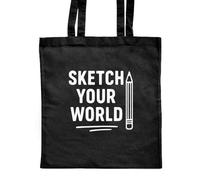 Azeeda 'Sketch Your World Artist Statement With Penci' Classic Black Tote Shopper Bag (ZB00027671)
