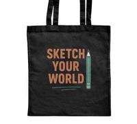 Azeeda 'Sketch Your World Artist Statement With Penci' Classic Black Tote Shopper Bag (ZB00027672)