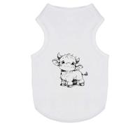 Azeeda 'Sketchy Cute Highland Cow Standing' Pet Dog/Cat T-Shirt, L (PT00162723)
