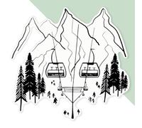 Azeeda 'Ski Lift Mountains' Premium Vinyl Decal Sticker - Waterproof, Durable & Easy to Apply - Ideal for Cars, Windows, Bins and More - 720mm (XXL) (DW00156865)