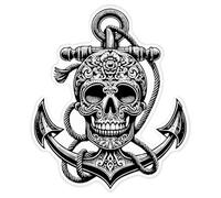Azeeda 'Skull with Anchor & Rope' White Premium Vinyl Decal Sticker - Waterproof, Durable & Easy to Apply - Ideal for Car Bumpers, Windows, Bins and More - XL (460mm) (DW00109227)