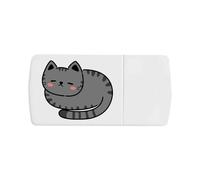 Azeeda 'Sleeping Gray Cat Kawaii Style' Pill Box with Tablet Splitter (PI00043870)