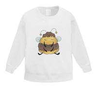 Azeeda 'Sleepy Bumble Bee' Kid's Sweatshirt/Jumper (9-11 Years) (KW00169103) White