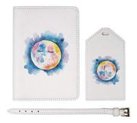 Azeeda 'Sleepy Moon' Passport Travel Set - White (PA00044513)