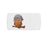 Azeeda 'Sleepy Owl' Pill Box with Tablet Splitter (PI00038372)