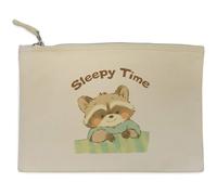 Azeeda 'Sleepy Time Raccoon' Canvas Clutch Bag/Accessory Case (CL00053942)