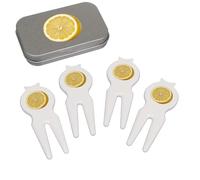 Azeeda 'Sliced Lemon' Golf Divot Tool/Repair Fork Gift Set (GO00090562)