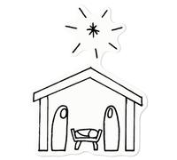 Azeeda Small 100mm 'Christmas Nativity Scene' Clear Static Window Cling Sticker/Decal (Black) (WC00048508)