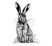 Azeeda Small 100mm 'Sitting Hare' Clear Static Window Cling Sticker/Decal (Black) (WC00032044)