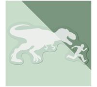 Azeeda Small 100mm 'T Rex Chasing Running Man' Clear Static Window Cling Sticker/Decal (White) (WC00136236)