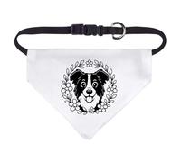 Azeeda Small 'Border Collie Floral Wreath' Dog/Cat/Pet Bandana (PD00073547)